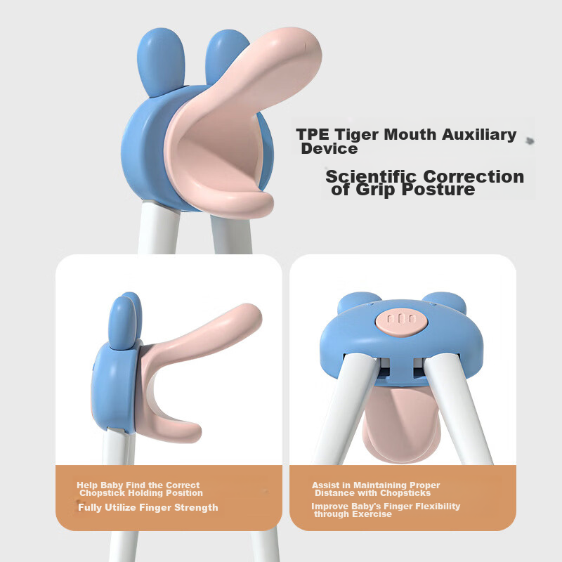 COOKSS Children's Chopsticks Training Set for Ages 2-3 Tiger Mouth Training Lear...