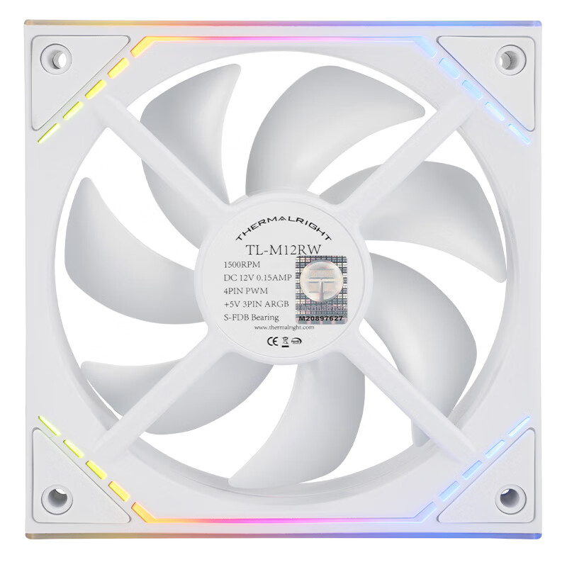 Thermalright (LeMing) TL-M12RW 12CM Fan 1500 RPM PWM S-FDB Bearing Rainbow Infin...