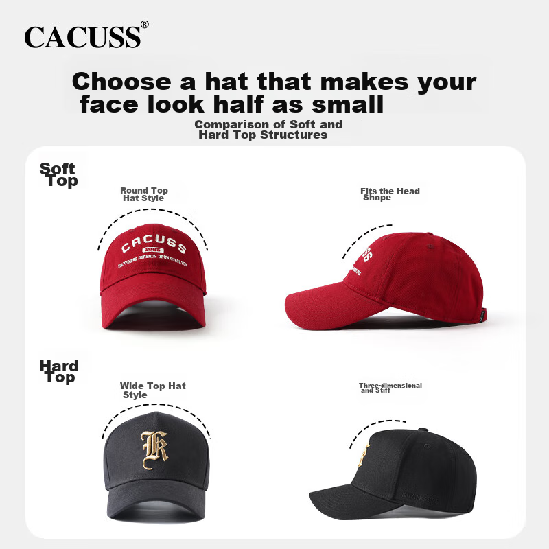 CACUSS Baseball Cap for Women, Spring And Summer Large Head Circumference Soft T...