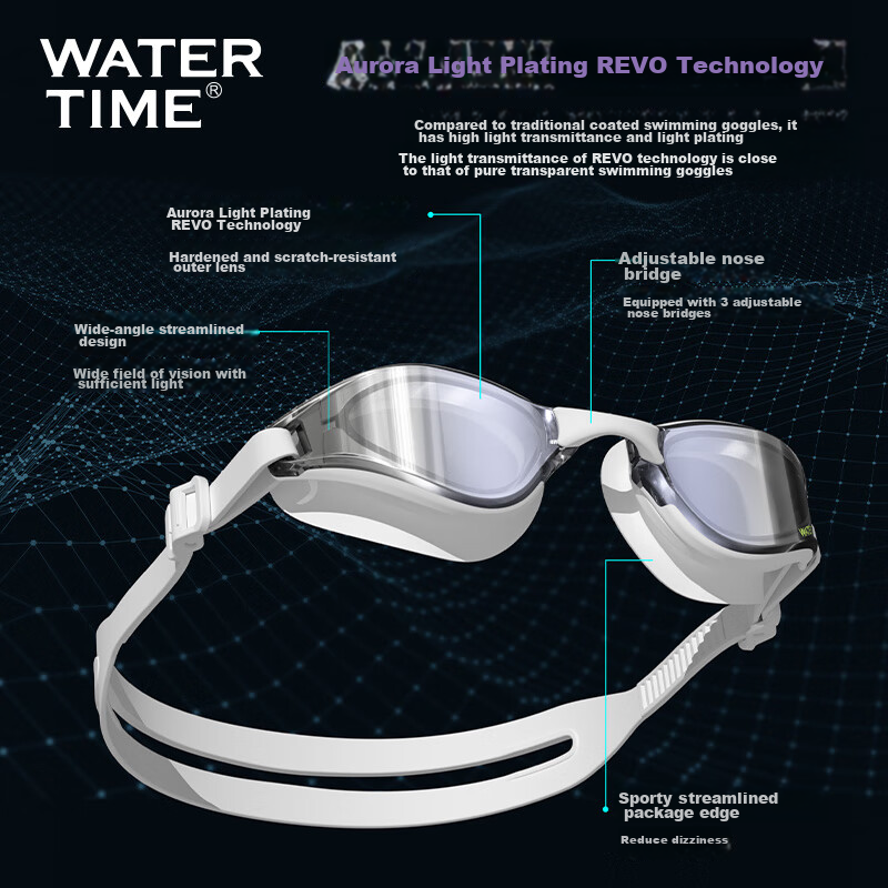 WATERTIME/Shuichuan Swimming Goggles, Anti-Fog, Waterproof, Large Frame, Coated,...