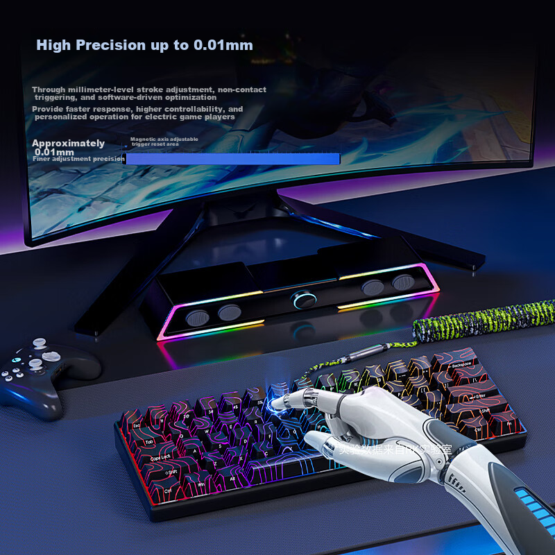 RK C60 Magnetic Axis Keyboard RT E-sports Gaming Customized Wired RGB Lighting F...