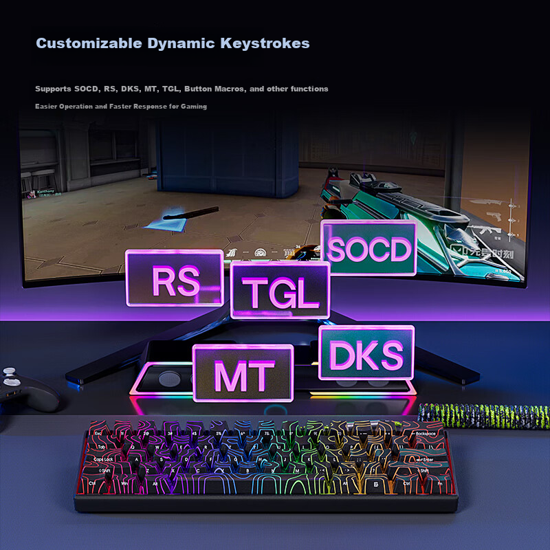 RK C60 Magnetic Axis Keyboard RT E-sports Gaming Customized Wired RGB Lighting F...