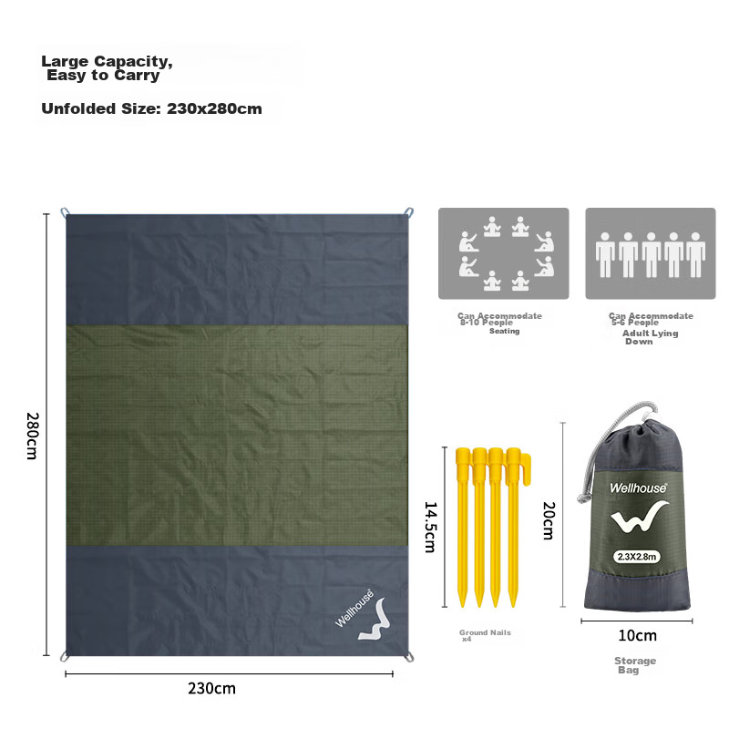 WELLHOUSE Lightweight Mat, Beach Grass Picnic Mat, Thin And Portable, Foldable w...