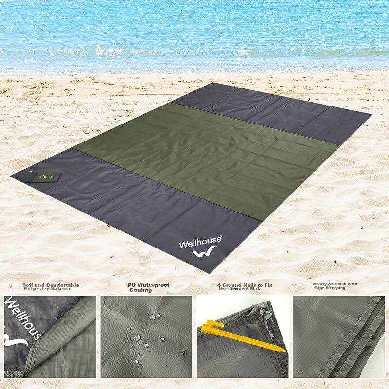 WELLHOUSE Lightweight Mat, Beach Grass Picnic Mat, Thin And Portable, Foldable w...