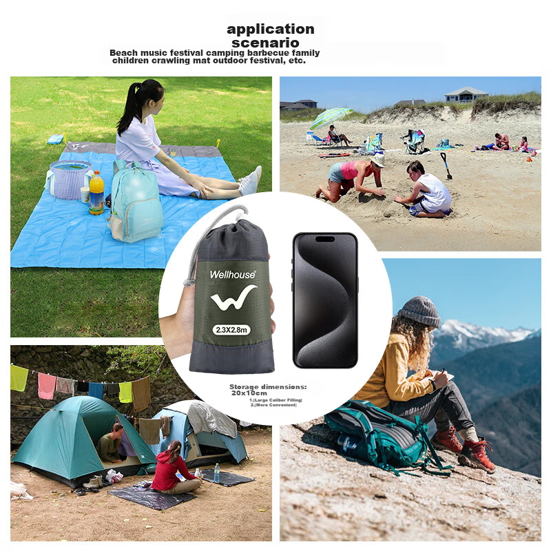 WELLHOUSE Lightweight Mat, Beach Grass Picnic Mat, Thin And Portable, Foldable w...