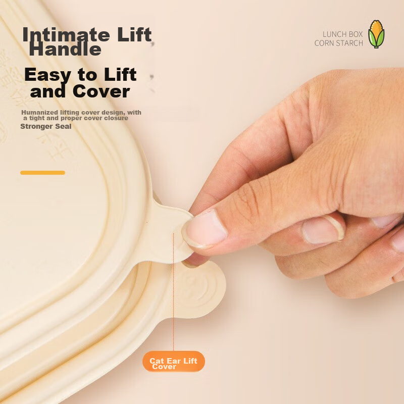 SHUANG YU Disposable Food Containers, 50 Sets * 1000ml, Corn Starch Biodegradabl...