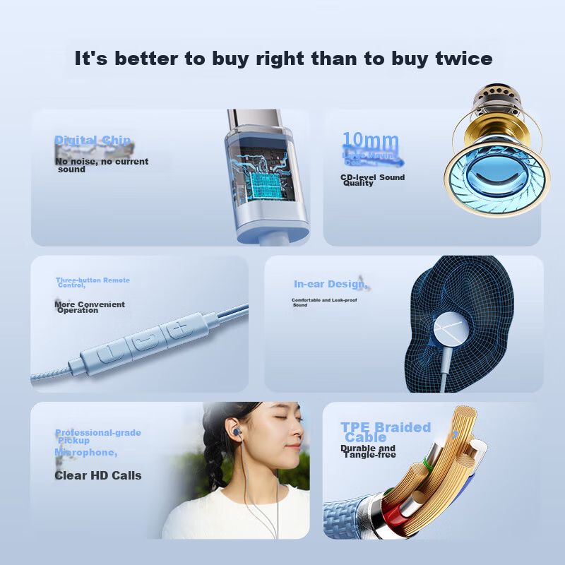 Sibyl [Compensation for Damaged Packaging] Wired Earphones In-Ear Gaming Noise-C...