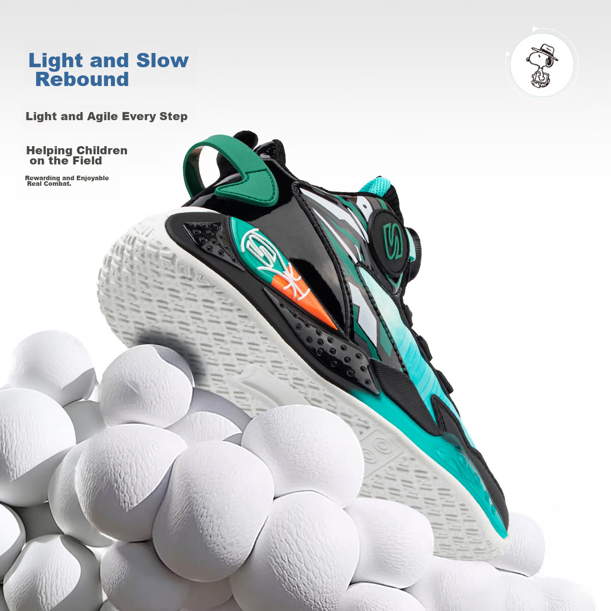 SNOOPY Boys' Sports Shoes, Children's Elastic Basketball Shoes, Lightweight Comf...