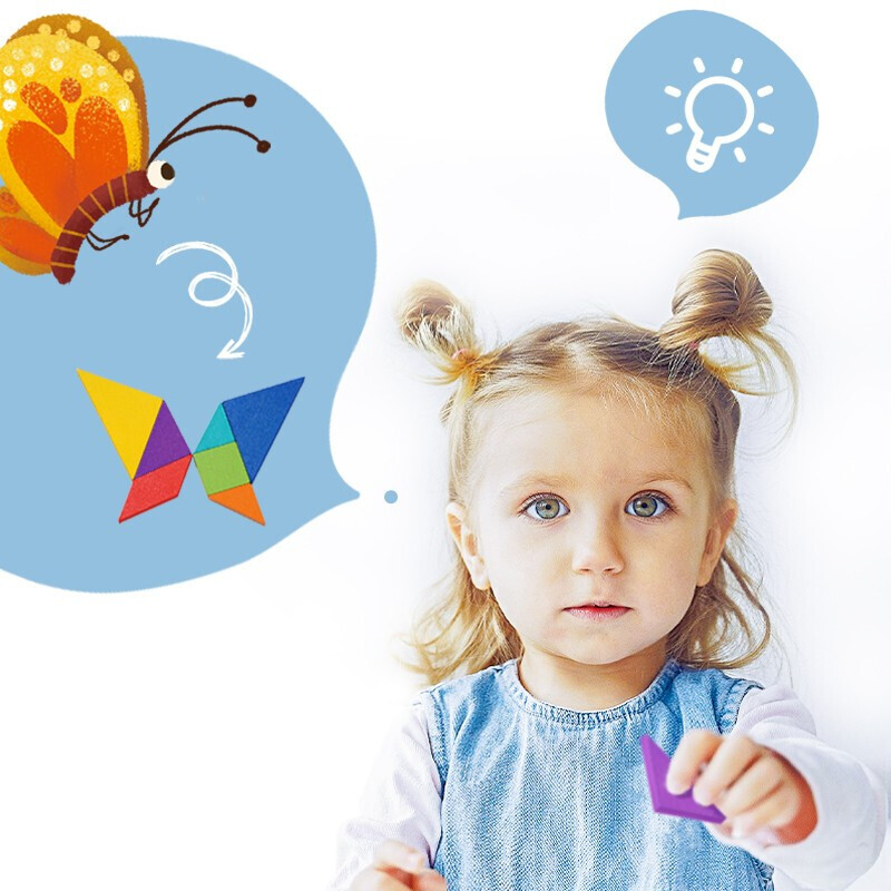 TOI Children's Tangram Puzzle Toy, Early Education Cards, Kindergarten Toys for...