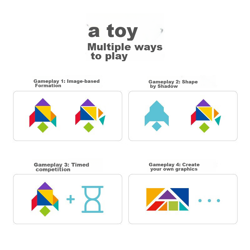 TOI Children's Tangram Puzzle Toy, Early Education Cards, Kindergarten Toys for...