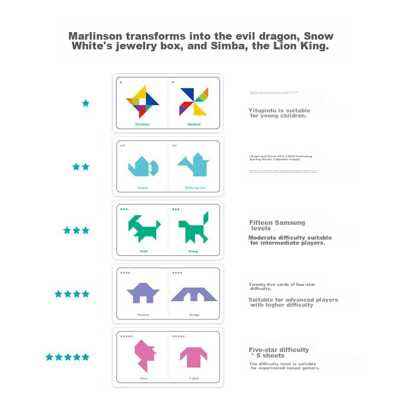 TOI Children's Tangram Puzzle Toy, Early Education Cards, Kindergarten Toys for...