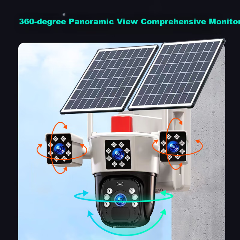 EAKUN Solar Powered 4G Outdoor Wireless Surveillance Camera for Home with 360° F...