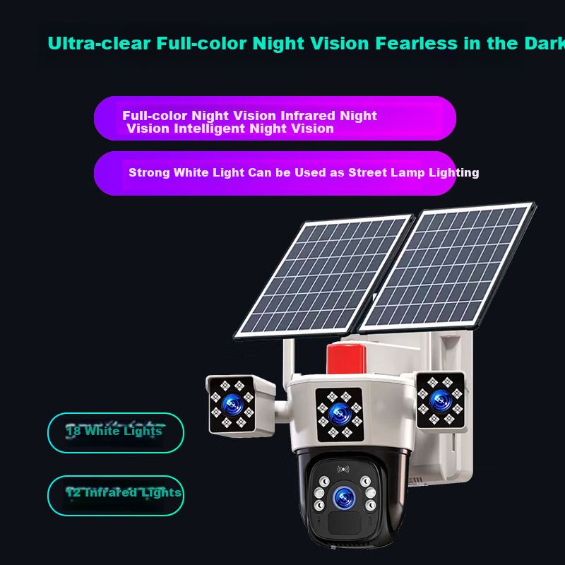 EAKUN Solar Powered 4G Outdoor Wireless Surveillance Camera for Home with 360° F...