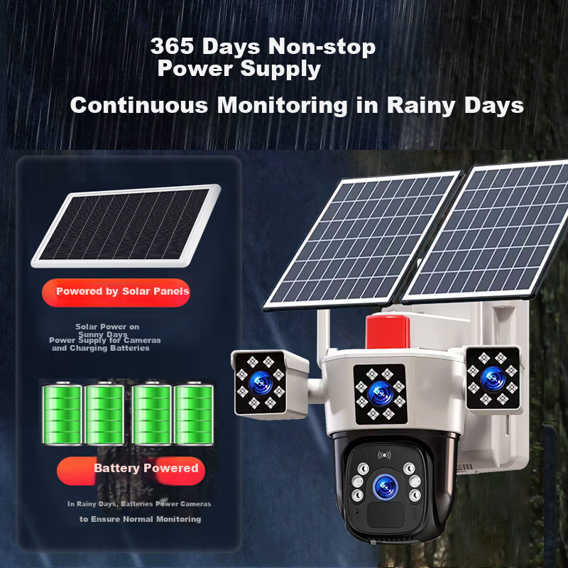 EAKUN Solar Powered 4G Outdoor Wireless Surveillance Camera for Home with 360° F...