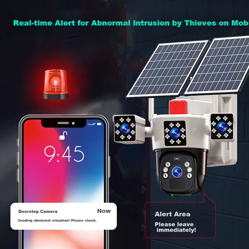 EAKUN Solar Powered 4G Outdoor Wireless Surveillance Camera for Home with 360° F...