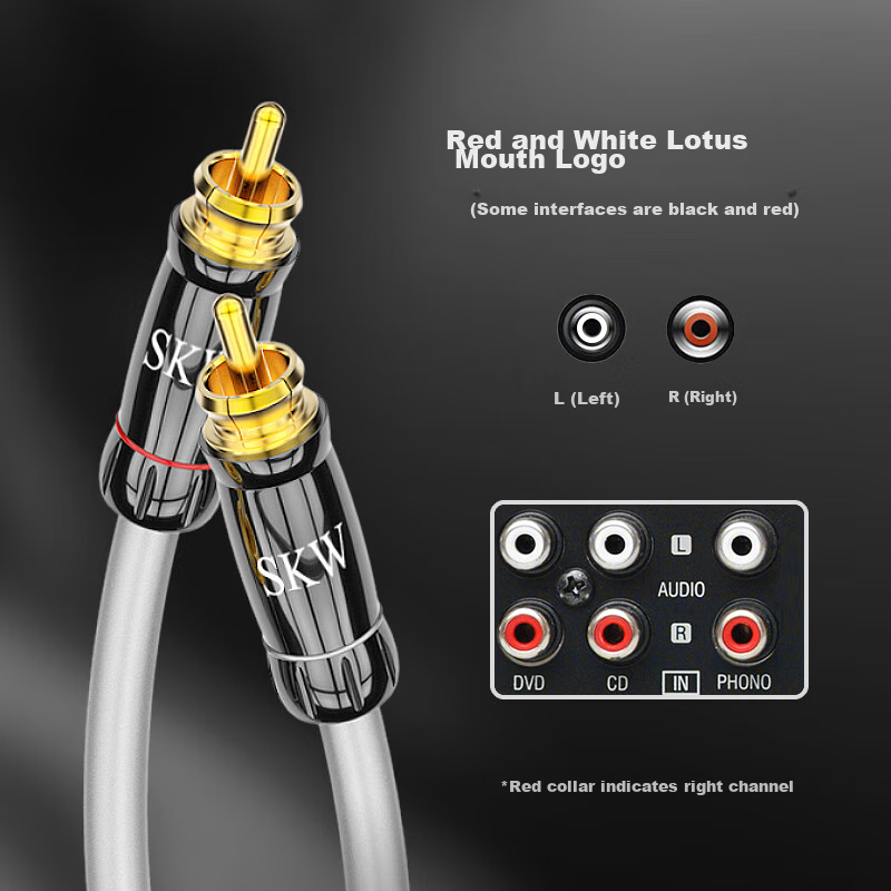 SKW Audiophile-Grade Two-To Dual RCA Audio Signal Cable, 2RCA AV Red And White A...