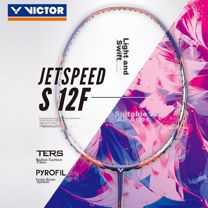 VICTOR Badminton Racket, Carbon Fiber Single Racket JS-12F Cherry Blossom Racket...