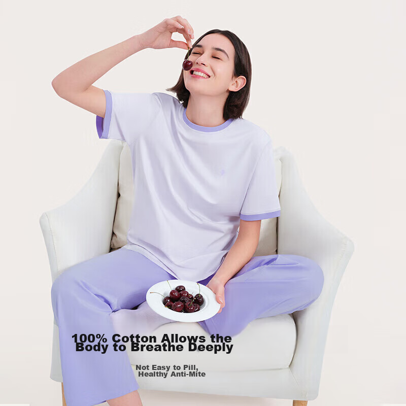 Ubras Fruit Series, Open-Front Long-Sleeve Long Pants, Home Wear Set, Couple's P...