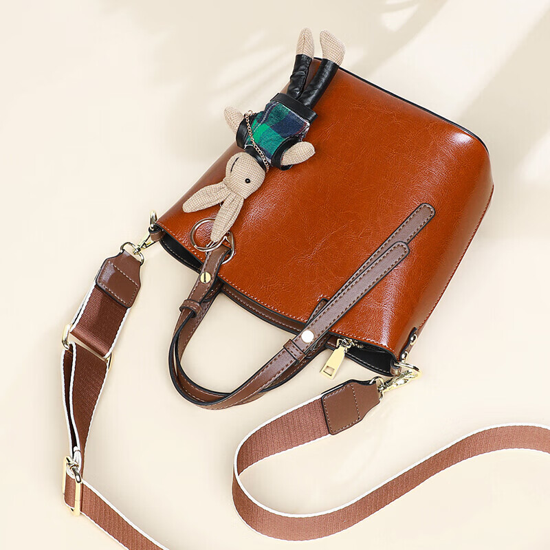 Viney Women's Handbag, Cowhide Bucket Bag, Luxury Tote, Shoulder Bag, Crossbody...