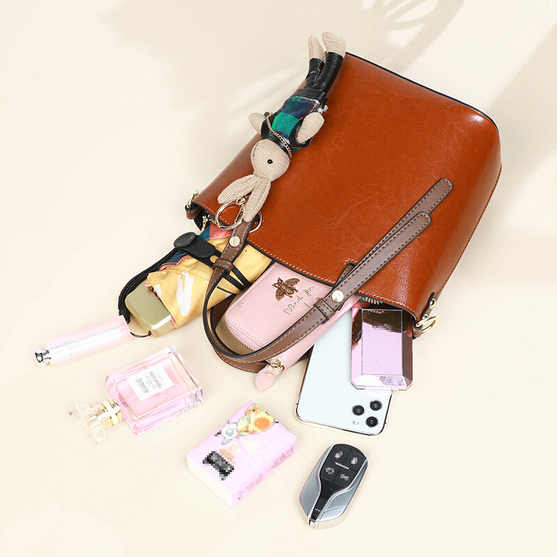 Viney Women's Handbag, Cowhide Bucket Bag, Luxury Tote, Shoulder Bag, Crossbody...