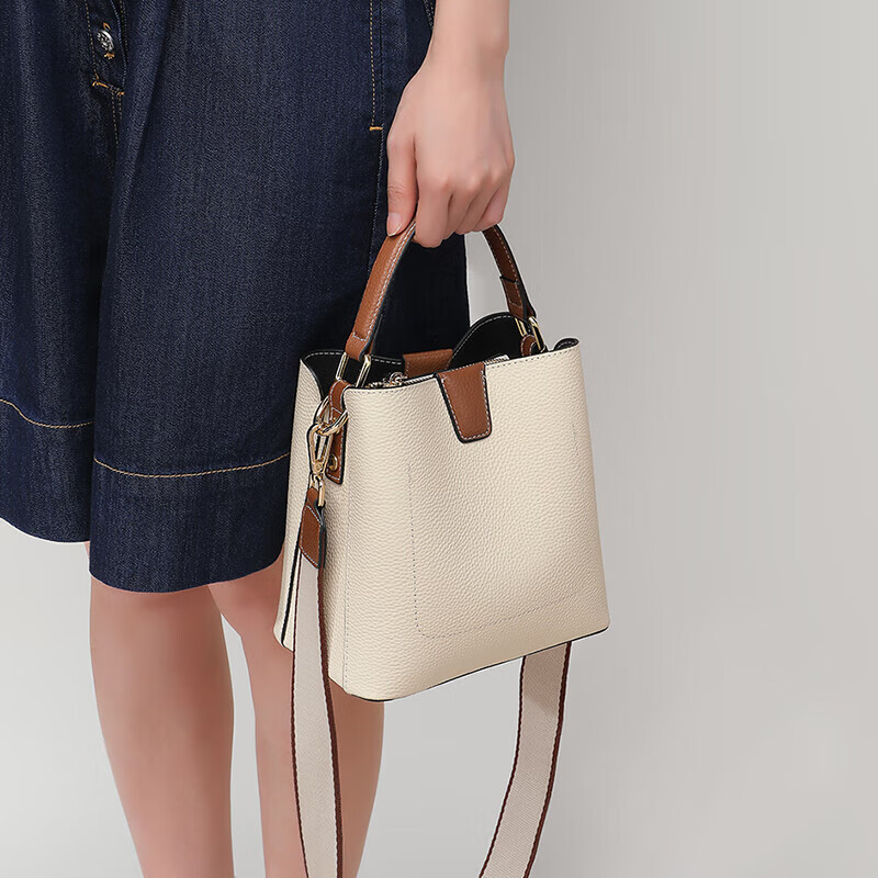 Viney Women's Handbag, Cowhide Bucket Bag, Light Luxury Crossbody Shoulder Tote...