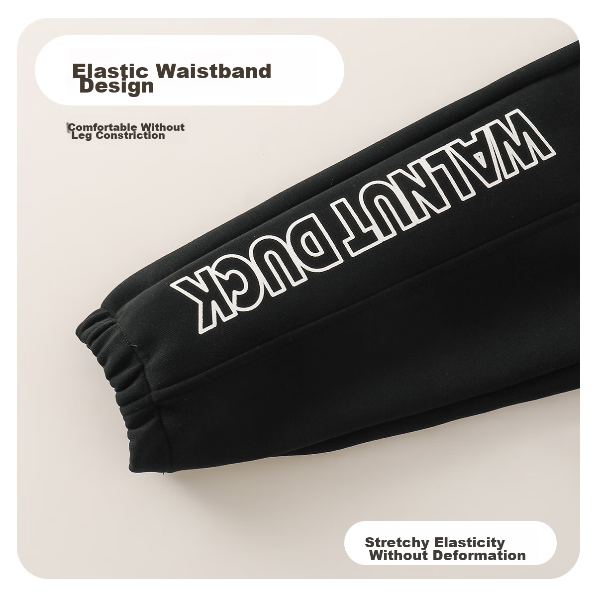 WALNUT DUCK Boys' Long Pants, Spring 2025, Sports Casual Trousers, Trendy, Black...