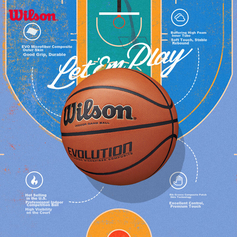 Wilson Evolution, Same Model As The Streetball King, High-Quality PU Leather, In...