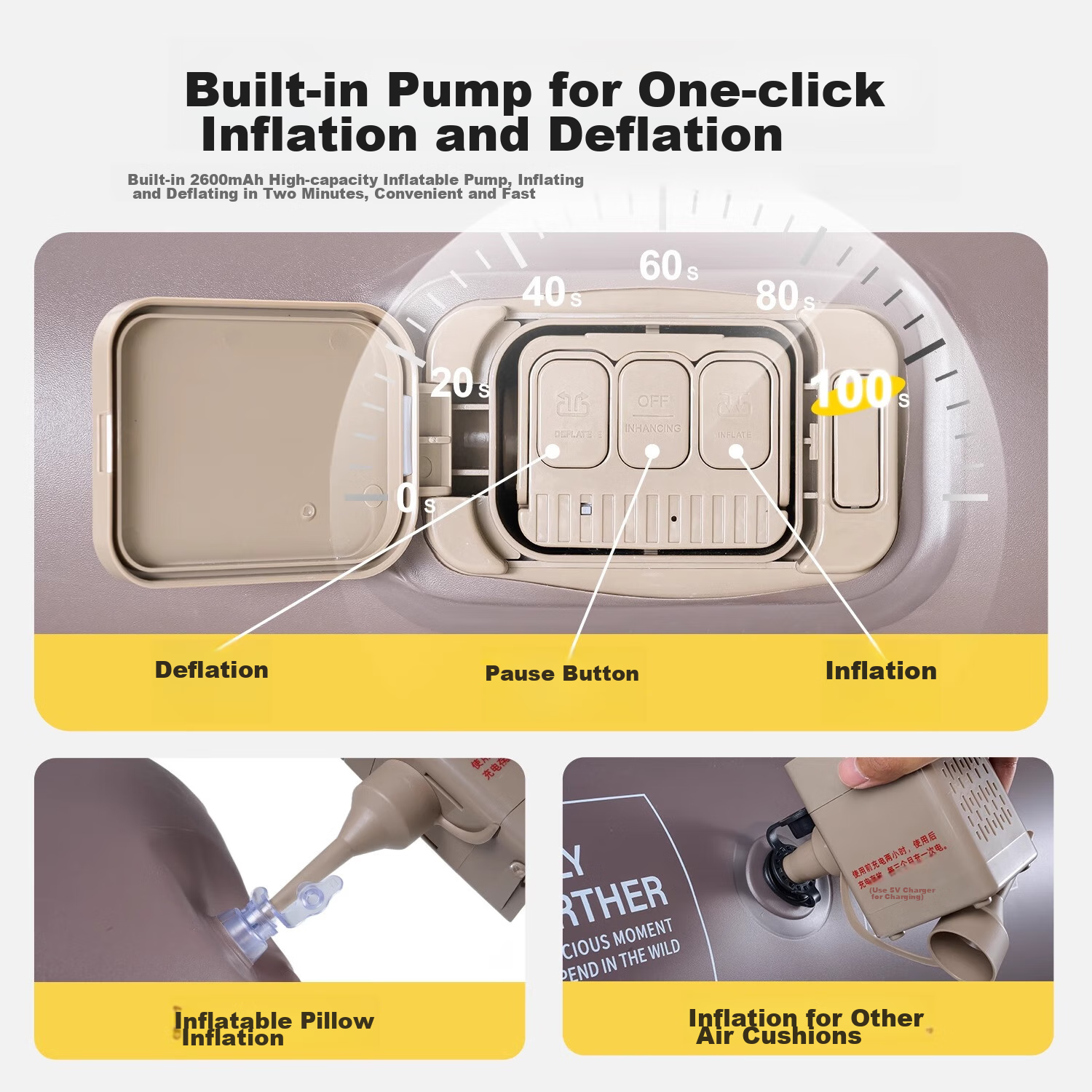 TANXIANZHE Inflatable Camping Mattress, Outdoor Sleeping Pad, Floor Bedding, Por...