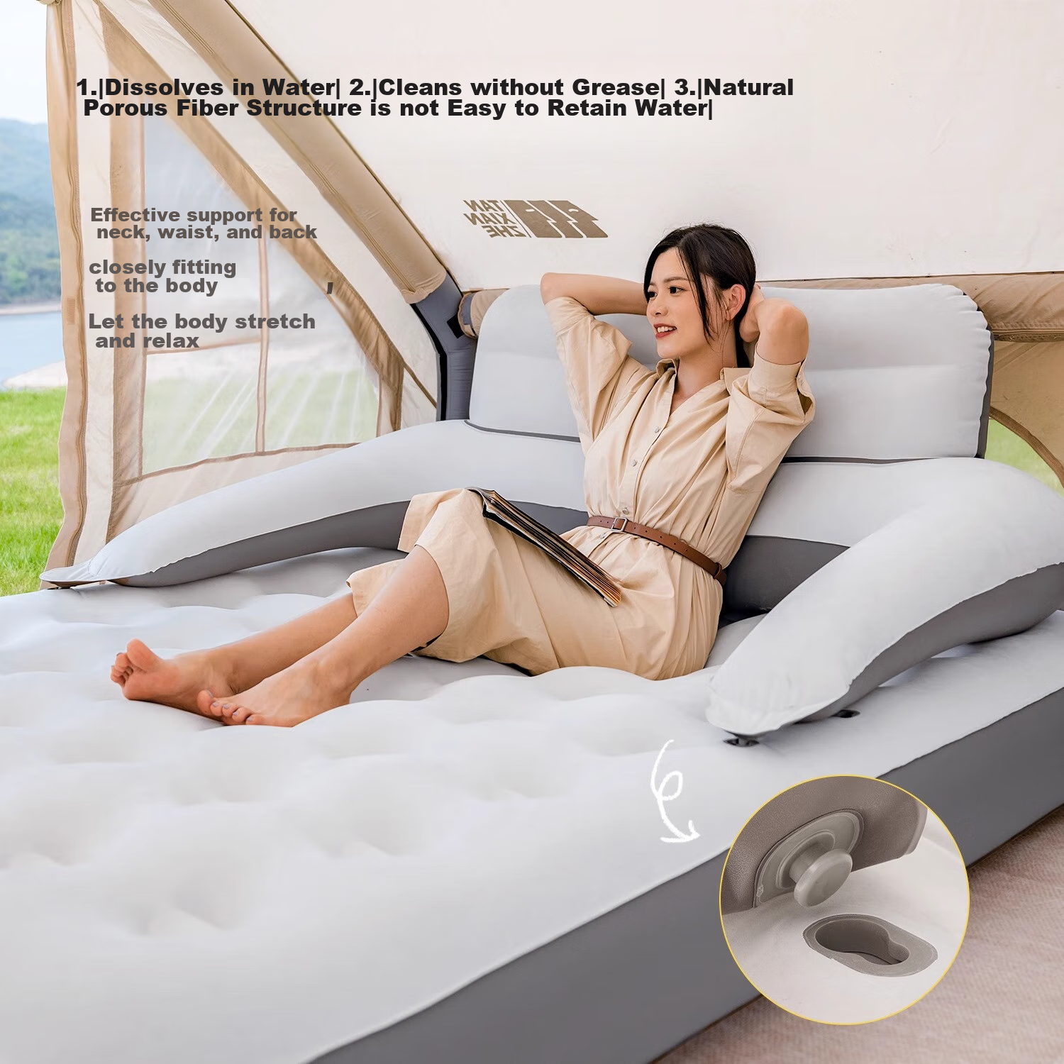 TANXIANZHE Inflatable Camping Mattress, Outdoor Sleeping Pad, Floor Bedding, Por...