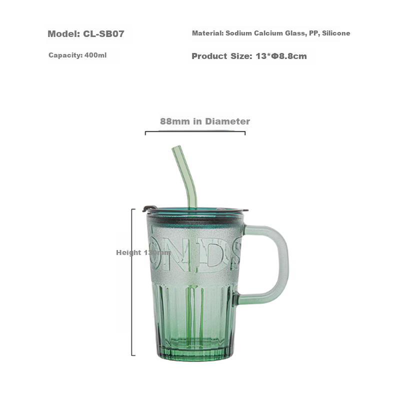 CLITON Embossed Glass Straw Cup Office Water Cup Coffee Cup Men and Women Studen...