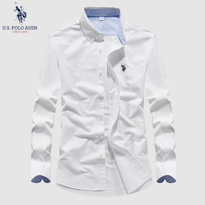 U.S. POLO ASSN. Men's Long-Sleeve Shirt, Spring And Autumn, Pure Cotton Oxford C...