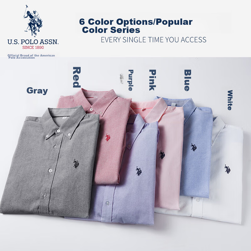 U.S. POLO ASSN. Men's Long-Sleeve Shirt, Spring And Autumn, Pure Cotton Oxford C...