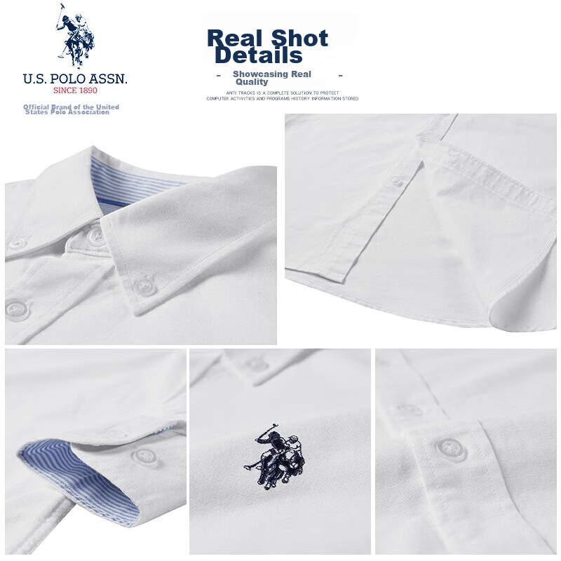 U.S. POLO ASSN. Men's Long-Sleeve Shirt, Spring And Autumn, Pure Cotton Oxford C...