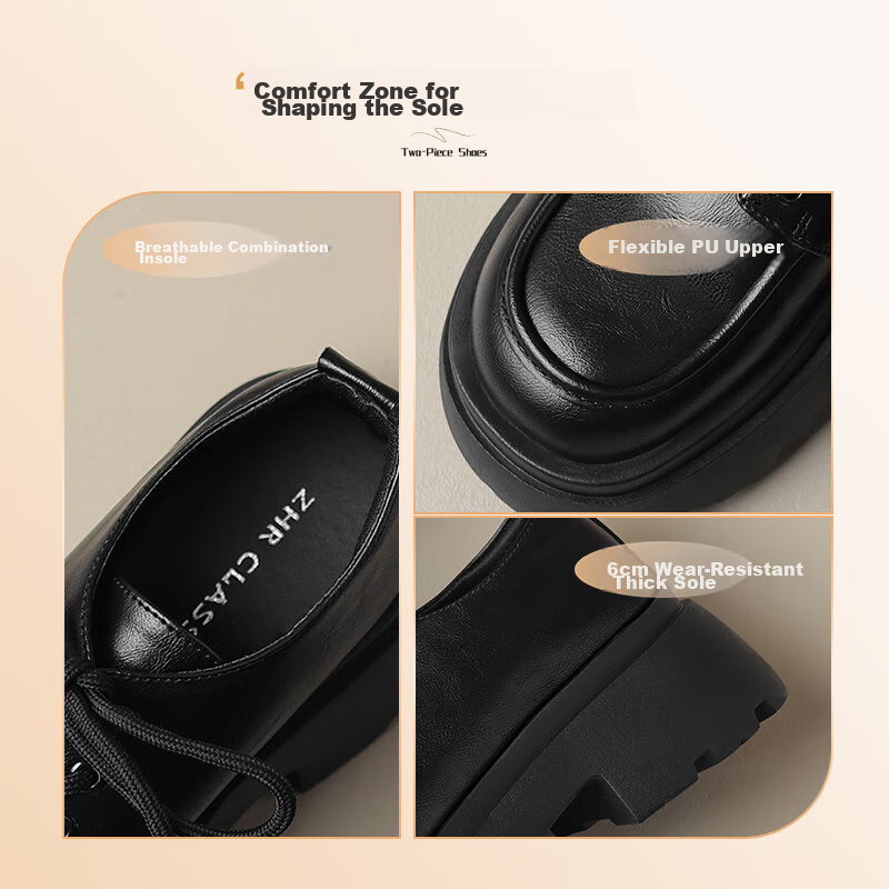 ZHR Loafers for Women, Preppy Style, Youthful Thick-Soled Flats, Soft And Cute,...