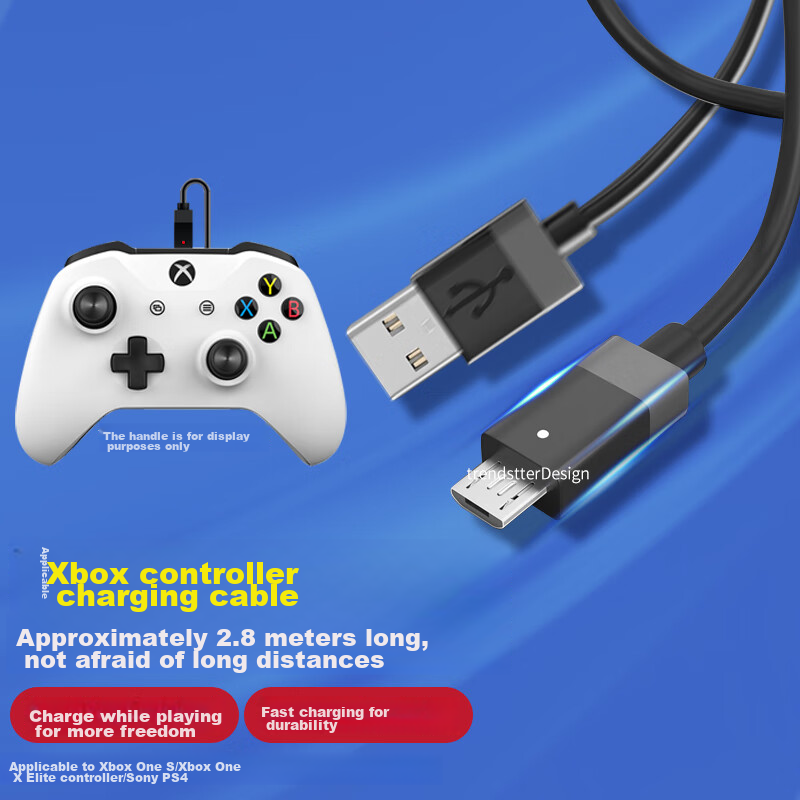 Trendsetter USB Charging Cable for Xbox One Wireless Controller, PS4 Controller,...
