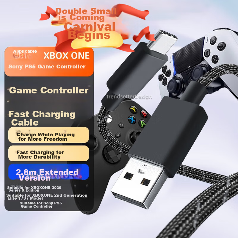 Trendsetter Game Controller Data Cable Compatible with Xbox/PS5/Flyd/Thunde/Chic...