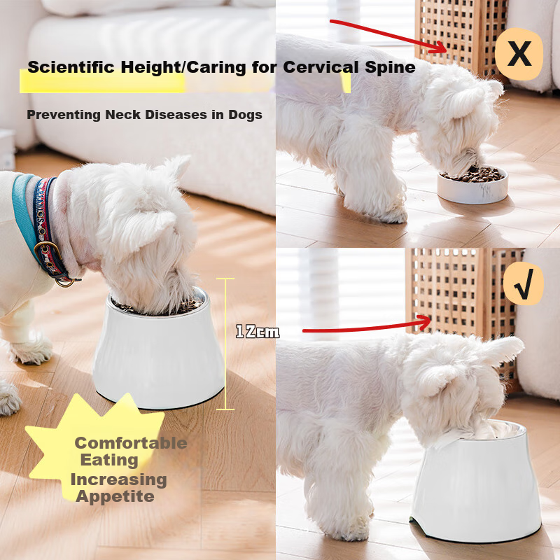 SUPER DESIGN Elevated Dog Bowl Pet Feeder Cat Bowl Dog Bowl Protecting Neck Spin...