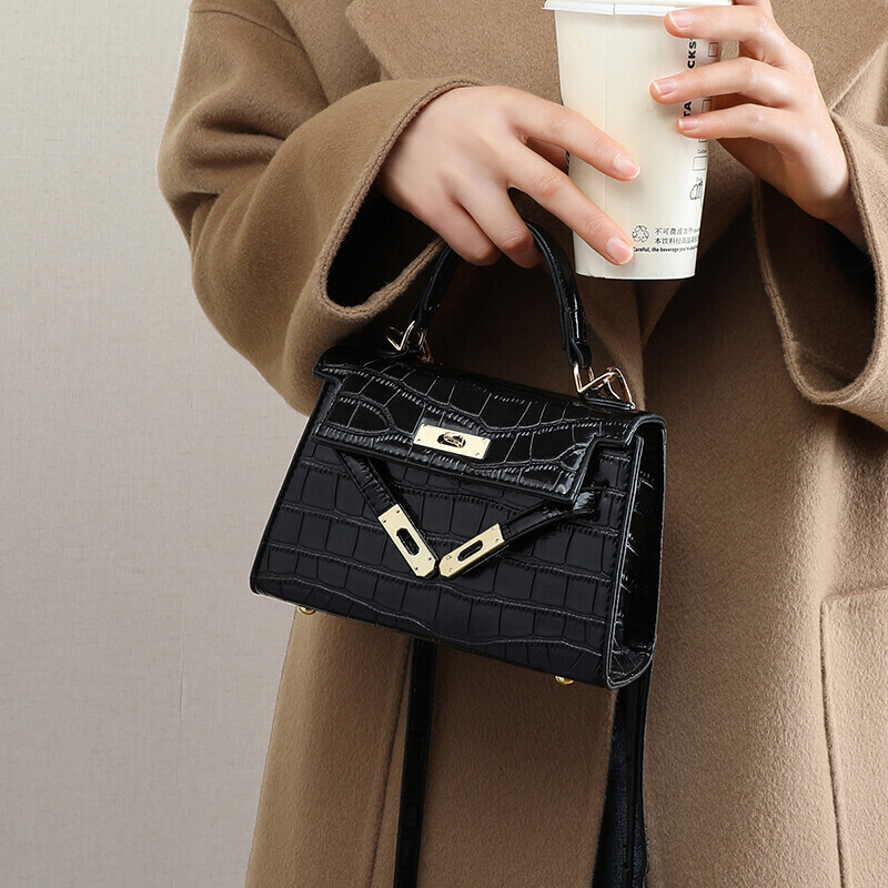 Viney Leather Handbag, Women's Luxury Kelly Bag, Crossbody, Handheld, Shoulder B...