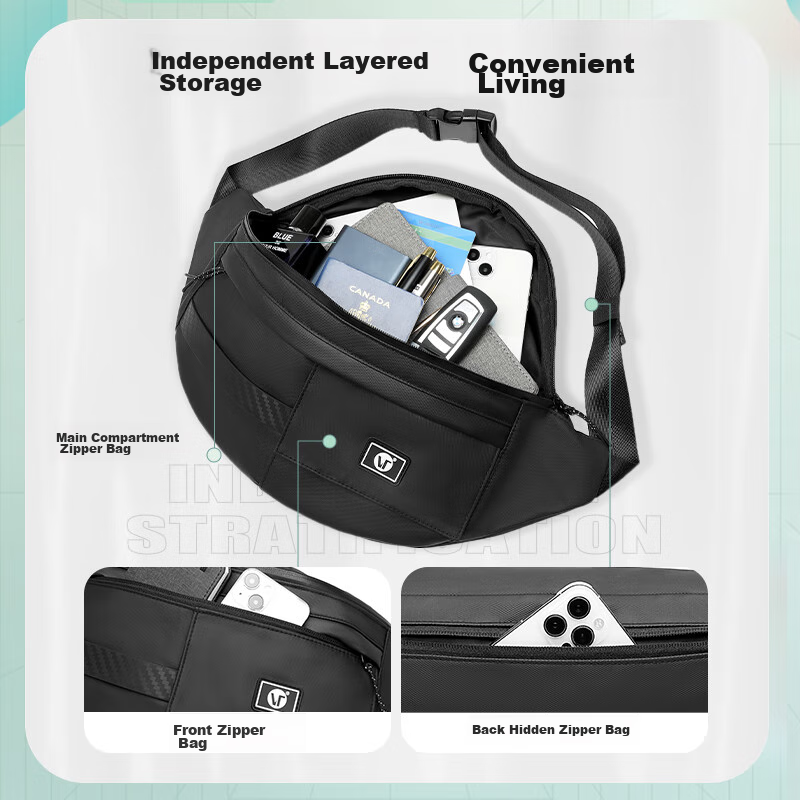 VICTORIATOURIST Crossbody Bag, Men's Chest Bag, Large Capacity Messenger Bag, Sp...