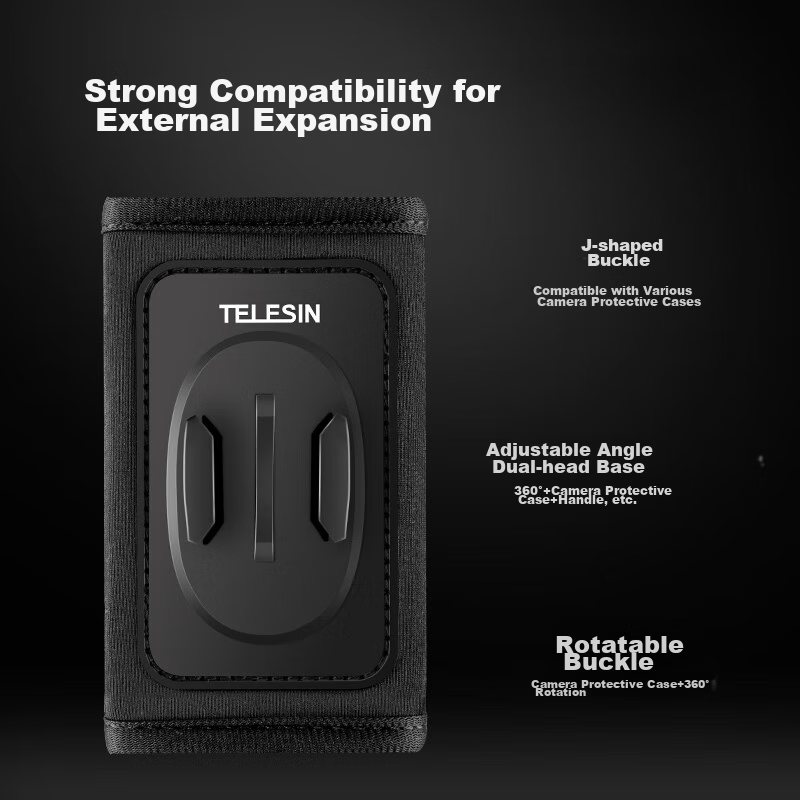 TELESIN DJI Action 4 5 Pro Shoulder Strap Clip, Compatible with GoPro 12 13, Bac...