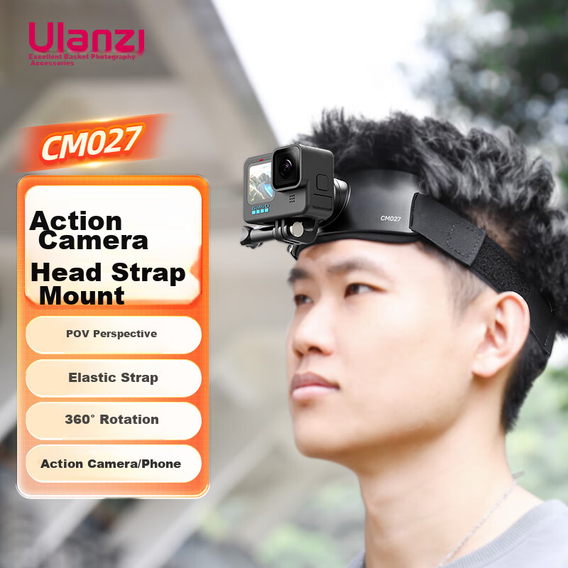 Ulanzi CM027 Sports Camera Head Strap Mount, GoPro DJI Action 4 Head-Mounted GoP...