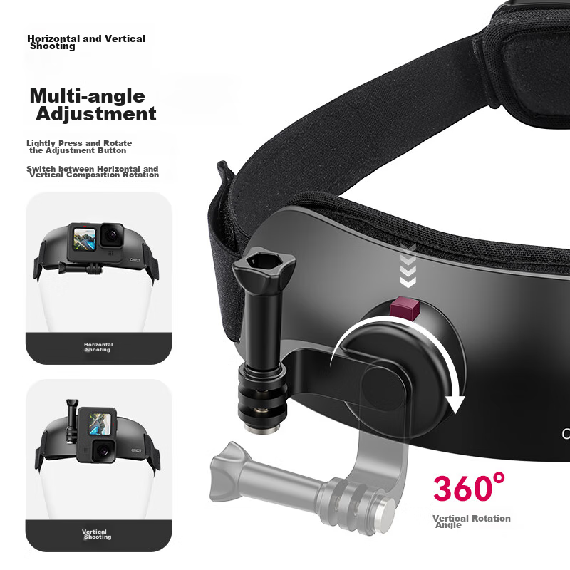 Ulanzi CM027 Sports Camera Head Strap Mount, GoPro DJI Action 4 Head-Mounted GoP...
