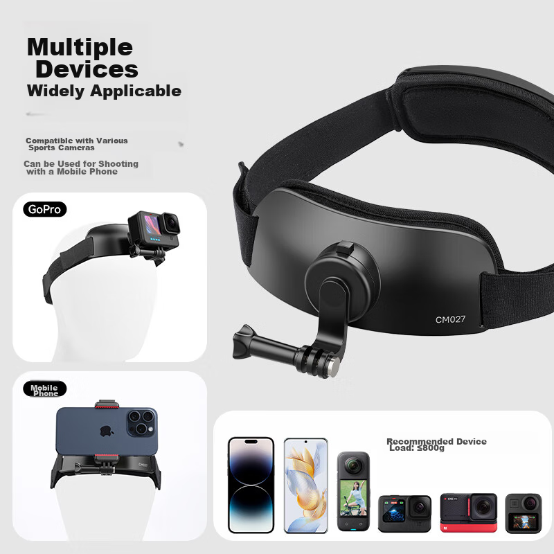 Ulanzi CM027 Sports Camera Head Strap Mount, GoPro DJI Action 4 Head-Mounted GoP...