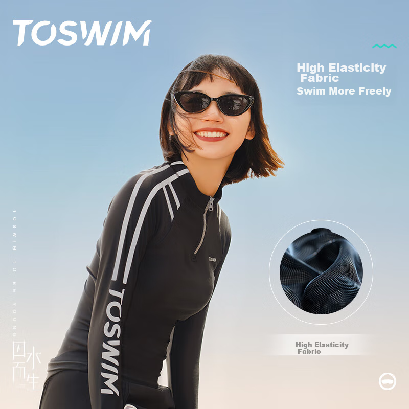 TOSWIM Women's Two-Piece Swimsuit, Summer Long-Sleeve Sun Protection Conservativ...