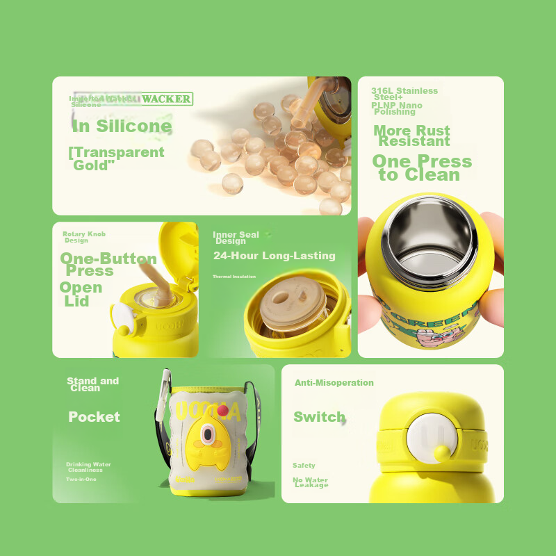 UOOHA Insulated Water Bottle, Large Capacity, with Lid, Blind Box Cup, Straw Cup...