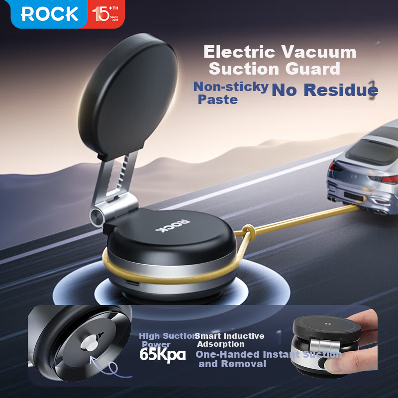 ROCK Electric Suction Cup Magnetic Phone Holder Car Mount Dashboard Vacuum Adsor...
