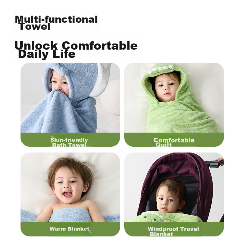 Taoqibaby Baby Bath Towel, Children's Hooded Cape Bathrobe, Newborn Ultra-Soft A...