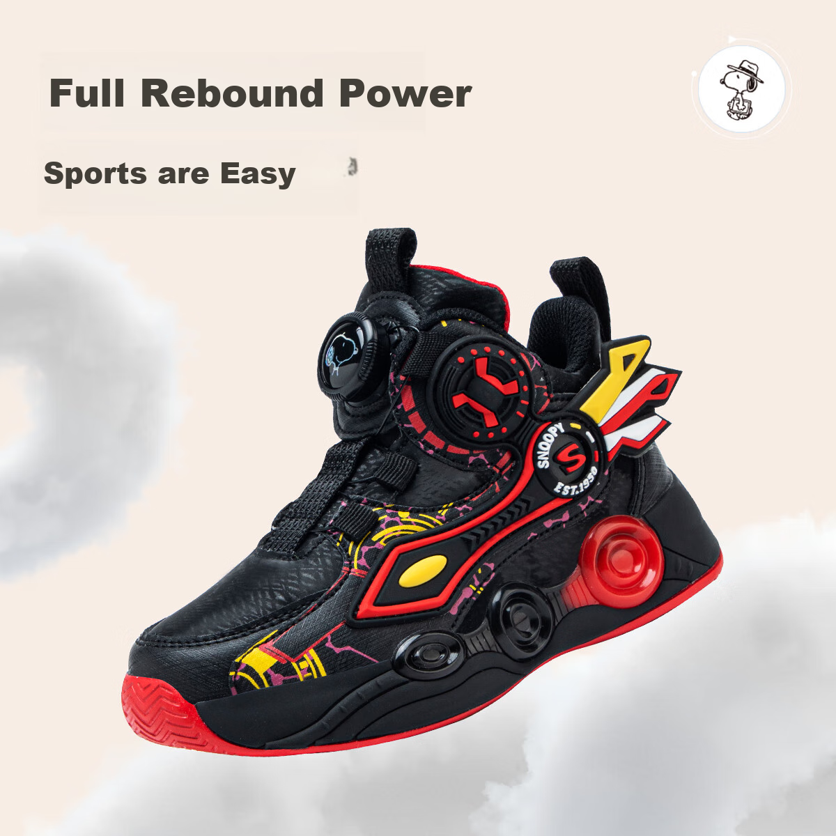 SNOOPYSNOOPY Boys' Sports Shoes Boys' Velcro Training Shoes Children's Fashion B...