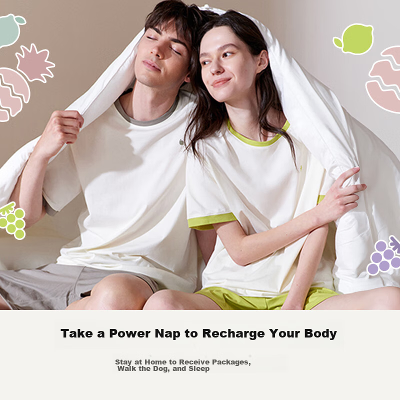 Ubras Fruit Series Pullover Short-Sleeve Shorts Loungewear Set, Couple's Women's...