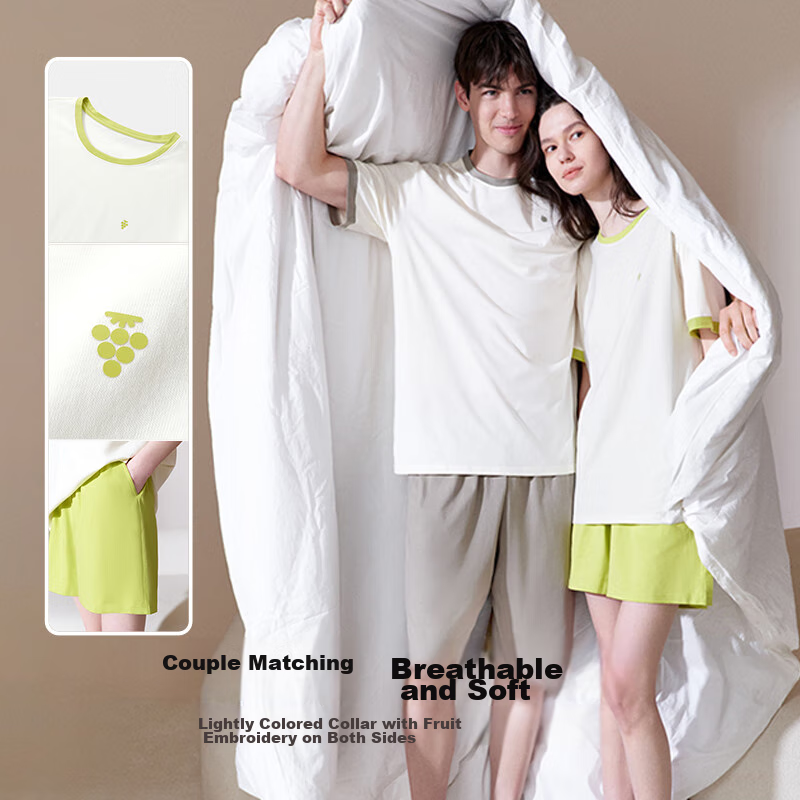 Ubras Fruit Series Pullover Short-Sleeve Shorts Loungewear Set, Couple's Women's...